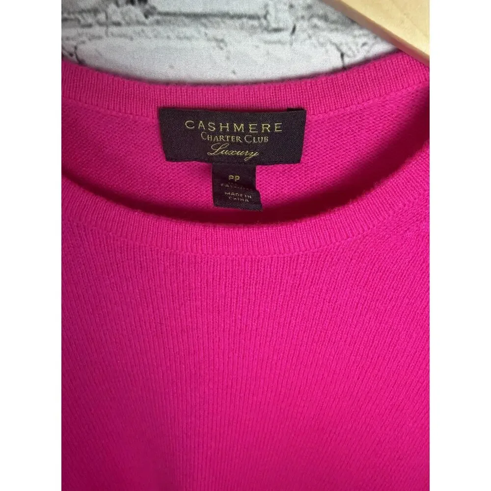 Charter Club Luxury Cashmere Sweater Womens PS Petite Small Vibrant Pink - Picture 2 of 8